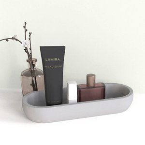 White concrete tray, Makeup tray, Home decor, catch all tray, decorative plate